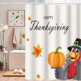 thumbnail image 3 of Happy Thanksgiving Shower Curtain Cartoon Turkey Fall Pumpkin Maple Leaf Shower Curtains Fall Bathroom Set Holiday Bath Bathtub Decorations Waterproof Polyester Fabric with Hooks, 72x72 Inch, 3 of 6