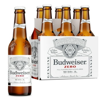 Budweiser Non-Alcoholic American Lager Beer 6 Pack 12 fl oz Glass Bottles 0.0% ABV