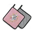 thumbnail image 2 of Dalmatian Pink Flowers Pair of Pot Holders, 2 of 4
