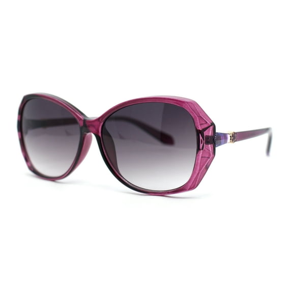 Womens Floral Jewel Hinge Dimensional Bevel Cut Butterfly Sunglasses Purple - Smoke
