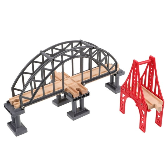 ELAYARD Wood Train Track Bridge Families Interactive Gathering 2Pcs