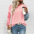 thumbnail image 5 of Sexlip Womens Long Sleeve Tops Fall Fashion Crewneck Color Block Ribbed Knit Casual Loose Fit Pullover Shirts Pink L, 5 of 5