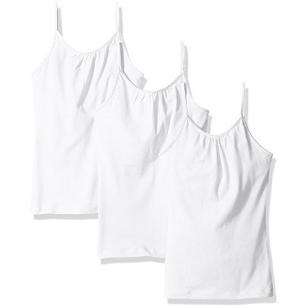 Hanes Hanes Girls` Cami with Shelf Bra, K702, XS, White (Pack of 3) 3