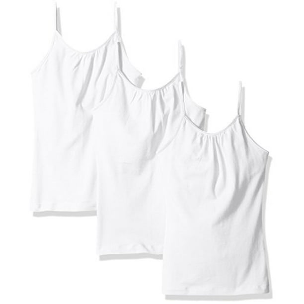Hanes Little Girls Cami with Shelf Bra (Pack of 3), White, Large 