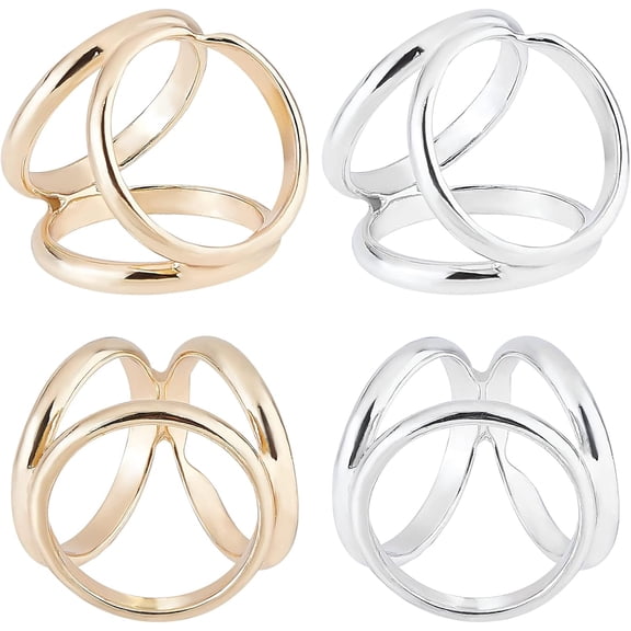2 Colors 4PCS Triple Ring Scarf Clip Buckle Clasp Holder Zinc Alloy Clothing Jewelry Accessories Brooches for Wedding Party Clothing T-Shirt Neckerchief Shawl Women's Fashion Decoration for diy