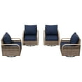 thumbnail image 6 of INTER HUT Modern Wicker Outdoor Swivel Rocking Chair, Rattan Glider Rcoker Chairs Patio Furniture, 4 Chairs, Brown/Blue, 6 of 8