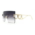 thumbnail image 6 of Womens Oversized Rimless Shield Luxury Heart Bling Jewel Hinge Sunglasses Gold - Smoke, 6 of 8