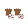 thumbnail image 3 of Aojekbee 2Pcs Baby Boy Summer Outfits Short Sleeve T-Shirt + Truck Print Shorts Set Infant Clothes, 3 of 10