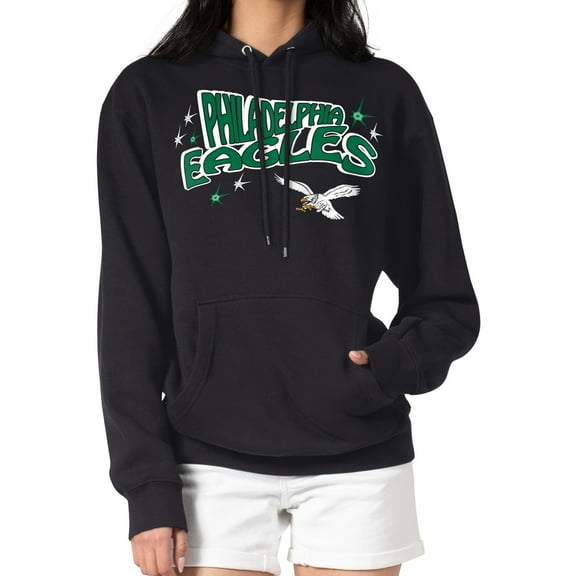 Women's Starter Black Philadelphia Eagles Fireworks Fleece Pullover Hoodie