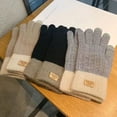 thumbnail image 4 of Tnobhg 1 Pair Winter Gloves Thick Plush Knitted Elastic Five Fingers Keep Thermal Warm Applique Outdoor Gloves Clothes Accessories, 4 of 7