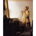 thumbnail image 3 of Vermeer, Johannes 12x14 Black Modern Framed Museum Art Print Titled - Woman With A Pearl Necklace, 3 of 5
