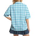 thumbnail image 5 of Sewkxo Polo à Manches Courtes pour Femmes, Col Oversize, T-Shirt à Enfiler Y2k, Décontracté, Ample, Mode Urbaine, Chandail de Rugby, Cyan 2TG, 5 of 5