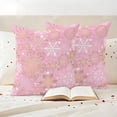 thumbnail image 3 of Christmas Pink Outdoor Waterproof Pillow Covers, Xmas Winter Snowflakes New Year Holiday Decorative Square Throw Pillowcase Sofa Cushion Sham for Patio/Couch/Chair, 24"x24" 2 Pack, 3 of 8