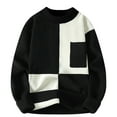 thumbnail image 1 of Rbaofujie Chandails Mignons pour Hommes Couleur Contrastée Chandail Décontracté Col Rond Chandail Manches Longues Col Rond Haut Noir Chandails à Capuchon pour Hommes Pull, 1 of 2