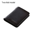thumbnail image 2 of Genuine Leather Men Wallet Small ID Credit Card Holder Trifold Pocket Retro Bifold Short Multi-Function Purse Money Gray Blue Two-folding, 2 of 9