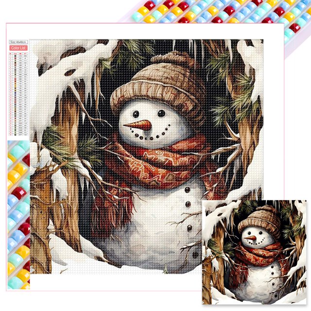 Kit Con Cuentas Cuadradas 5D DIY Muñecos Nieve Del 45x45cm