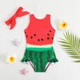 thumbnail image 2 of Gubotare Girls Bathing Suit for Kid Baby Girl One Piece Swimsuits Floral Plaid Print Fly Sleeve Summer Jumpsuit Swimwear Beachwear Bikini Bathing Suit 12 18 Months (Red,12-18 Months), 2 of 9
