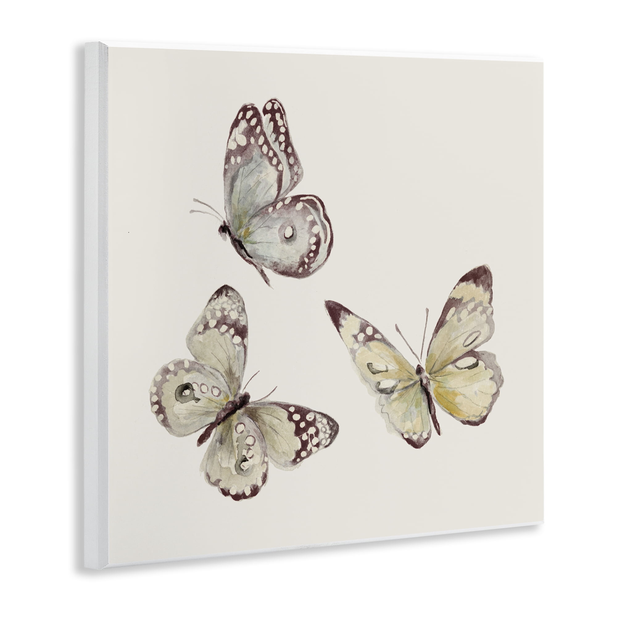 Stupell Industries Isolated Butterflies on Beige Wall Plaque Art, design by Patricia Pinto