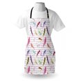 thumbnail image 3 of Feather Apron Colorful Feathers and Hand Written Text Romantic Artful Retro Style Antique Design, Unisex Kitchen Bib Apron with Adjustable Neck for Cooking Baking Gardening, Multicolor, by Ambesonne, 3 of 3
