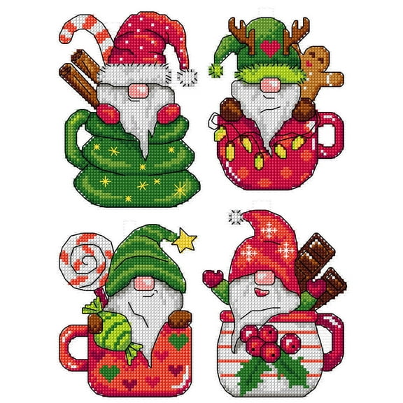 Gnomes in Cups 183CS –°ounted cross stitch kit with plastic canvas