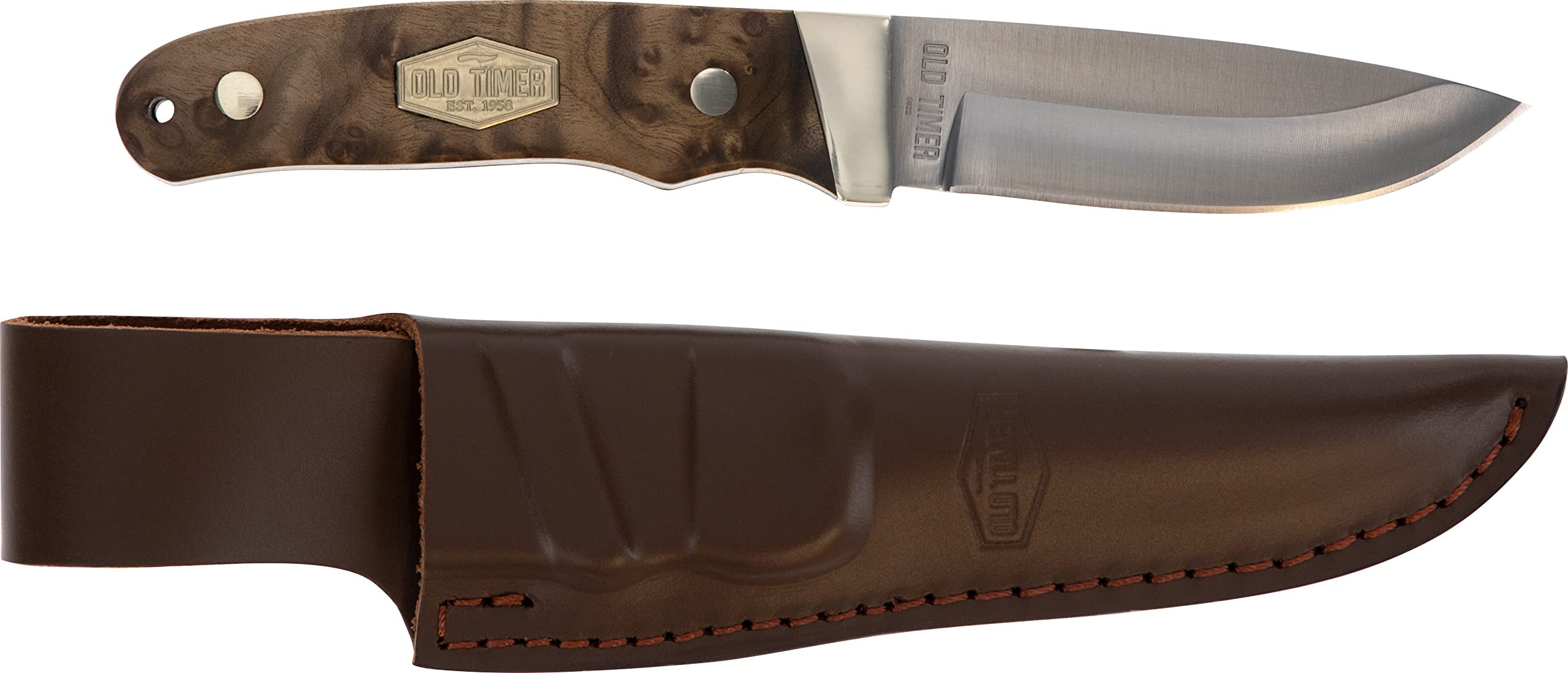 Old Timer Pro Hunter PHW Fixed Blade Knife 3.6" Drop Point Stainless Satin Blade Hardwood Handle Wood