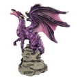 thumbnail image 5 of Fantasy Magenta Striped Behemoth Dragon Roaring On Volcanic Rock Mountain Statue, 5 of 8
