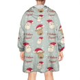 thumbnail image 2 of Wearable Oversized Blanket,Gray Christmas Santa and Reindeer Pattern Wearable Blanket Hoodie for Adults,Cozy Hooded Blankets with Super Pockets,Super Warm Fuzzy Pullover for Women & Men, 2 of 6