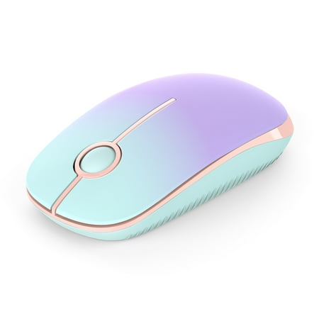 2.4G Slim Wireless Mouse with Nano Receiver, Less Noise, Portable Mobile Optical Mice for Notebook, PC, Laptop, Computer, MacBook MS001 (Mint Green to Purple)