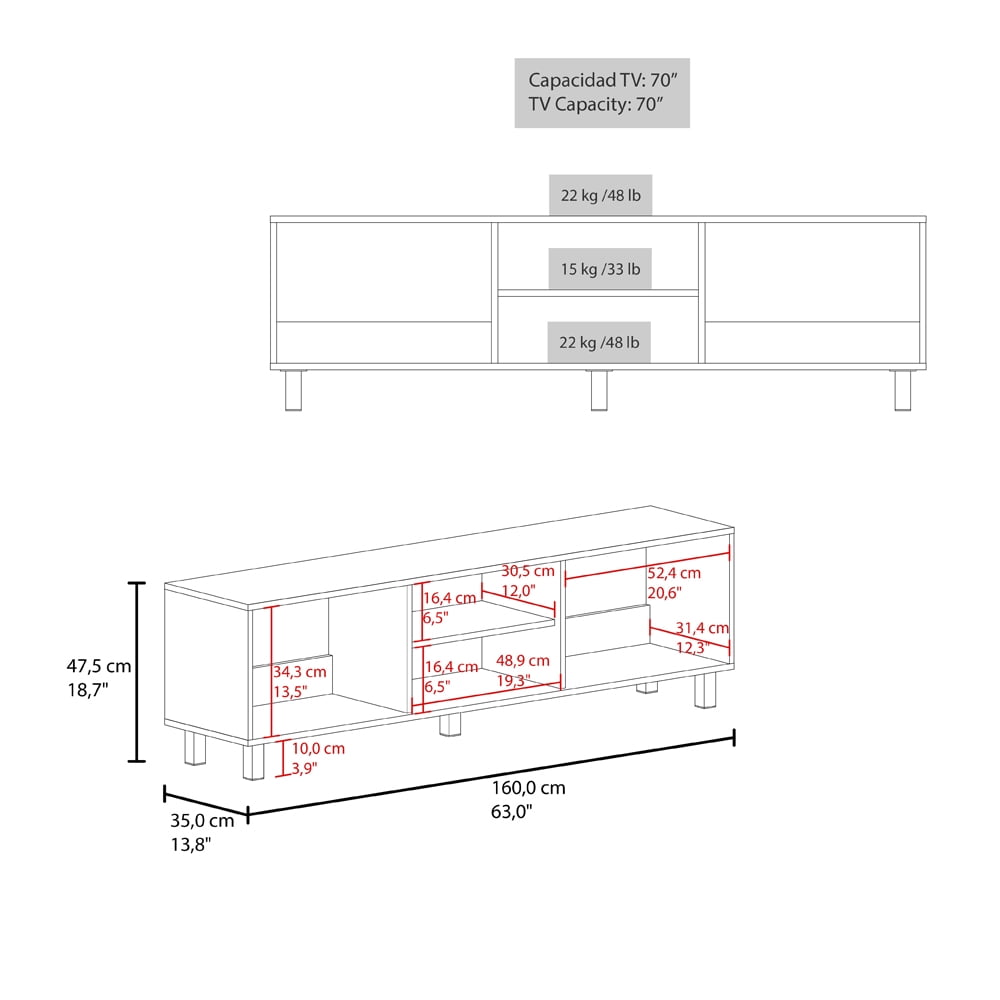 Ravelle Luxe 70¨ Contemporary TV Stand