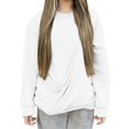 thumbnail image 2 of Chandails d'Automne Grande Taille pour Femmes Mode Décontractée Couleur Unie Poche Col Rond Manches Longues Chandail en Molleton Amusant, 2 of 7