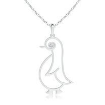ANGARA Natural Bezel-Set Diamond Penguin Pendant in 14K White Gold for Women (Size-2.2mm| Color-G| Clarity-VS2) | April Birthstone, Anniversary, Jewelry Gift for Women | Natural Diamond Necklace