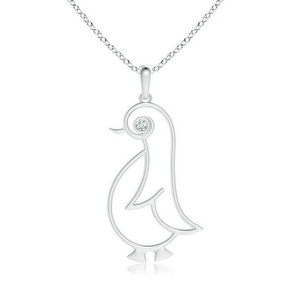 ANGARA Natural Bezel-Set Diamond Penguin Pendant in 14K White Gold for Women (Size-2.2mm| Color-G| Clarity-VS2) | April Birthstone, Anniversary, Jewelry Gift for Women | Natural Diamond Necklace