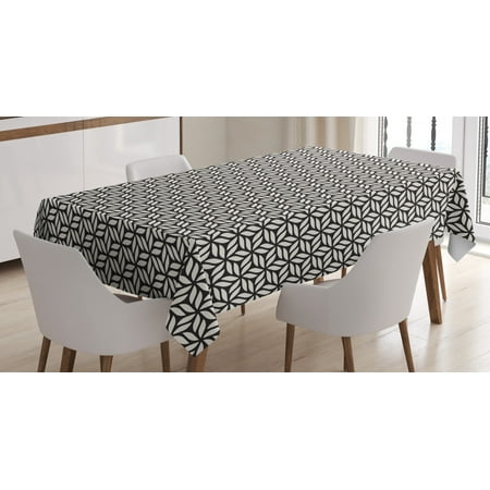

Ambesonne Lattice Tablecloth Rectangular Table Cover Flower Petal Silhouettes 60 x84 Charcoal Grey and Ivory