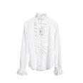 thumbnail image 3 of Women‘s Blouses Spring  Office Fashion Shirts High Neck Frilly Ruffles Cuffs Pleated Tunic Tops Plus Size White, 3 of 7