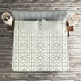 thumbnail image 2 of Ambesonne Flower Quilted Coverlet 3 Pcs, Mosaic Tiles, King Size, White, 2 of 2