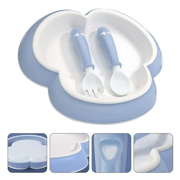 MLINS 1 Set Baby Dinner Plate Spoon Fork Set Food Supplement Bowl Food Holder