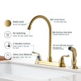 thumbnail image 3 of FROPO Grifo de cocina dorado con rociador lateral, 2 asas, 8 pulgadas, 3 o 4 orificios, grifo para fregadero de cocina, moderno juego de grifo dorado de latón con rociador de alta presión y líneas de, 3 of 5
