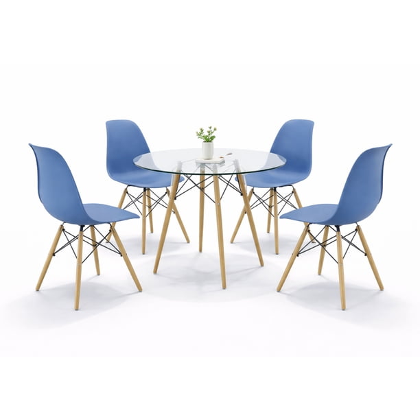 Comedor Oslo Cristal para 4 Personas Sillas Oslo Azul