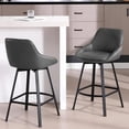 thumbnail image 2 of Zesthouse 25.6" Swivel Counter Height Bar Stools Set of 2, Modern Counter Height Chairs with Backs and Metal Legs, Upholstered Faux Leather Barstools for Kitchen Island, Dark Gray, 2 of 10