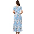 thumbnail image 3 of AskLazy Women's Summer Mix Casual Short Sleeve Crew Neck Loose Tiered Long Dress With Pockets,US Size,Floral Light Blue,S, 3 of 7