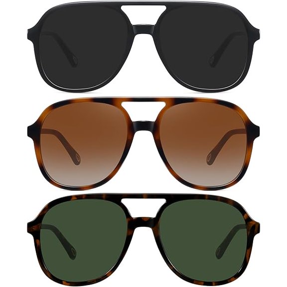 Retro Oversized Aviator Sunglasses for Women Men Trendy Square Aviators 70s Vintage Sun Glasses