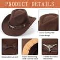 thumbnail image 2 of Sombrero vaquero de fieltro Fedora Western para mujer y hombre Brown Bawnhaw, 2 of 7