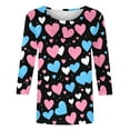 thumbnail image 5 of Womens Tops Plus Size Heart 3/4 Sleeve T Shirts for Valentines Cute Crewneck Basic Tee Trendy Tunic, 5 of 5