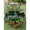 thumbnail image 3 of Outdoor Tablecloth with Umbrella Hole and Zipper, Merry Christmas Round Table Cloth 60 Inch Waterproof Tablecloth, Winter Holiday Xmas Snowflake Green Plaid Picnic Table Cover for Patio Camping, 3 of 7