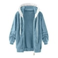 thumbnail image 7 of XUNKUSGA Women's Clothing Zip Up Fuzzy Sherpa Fleece Jackets for Women Loose Fit Solid Color Hoodies for Women Fashion Outerwear Warm Coats S-2XL, 7 of 7
