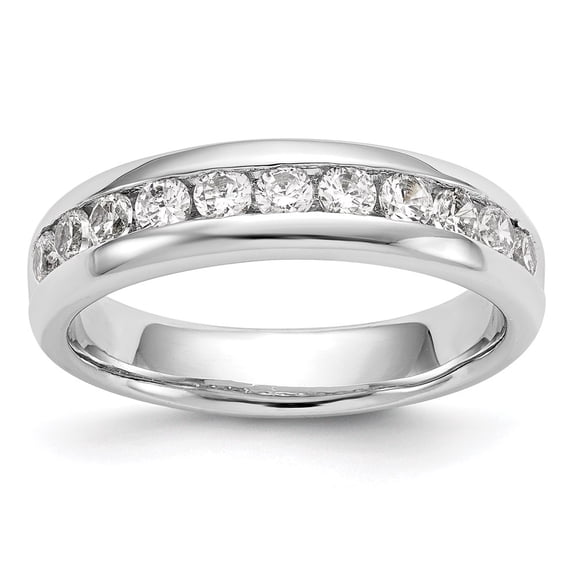 14K White Gold Ring Band Wedding Diamond Round 11-Stone Channel