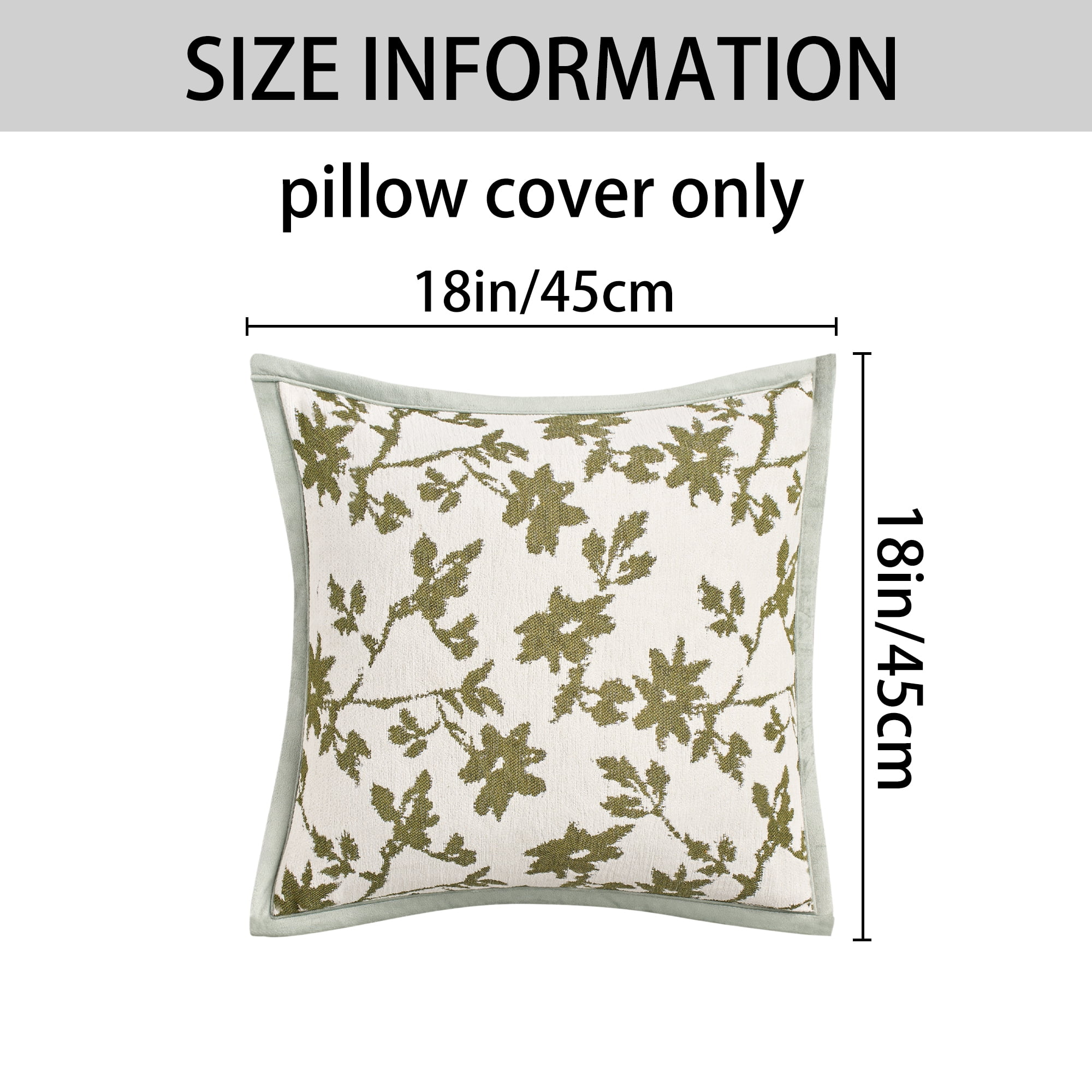 Unique Bargains Set of 2 Chenille Leaves Jacquard Throw Pillow Covers Green