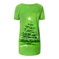 thumbnail image 3 of Camiseta Impresa con Cuello en V de Manga de Raglan de la Parte Trasera Larga Delantera Corta de las Mujeres de Navidad, Vacaciones Informales, 3 of 5