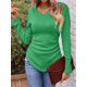 thumbnail image 4 of Solid V Neck T-Shirt, asymmetrical Hem Long Sleeve Top, Women's Clothing, 4 of 7