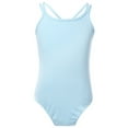 thumbnail image 2 of MSemis Kids Girls Ballet Dance Leotards Criss Cross Back Gymnastic Bodysuit,Size 3-14 Light Blue 10-12, 2 of 5